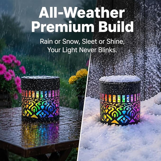 2026 New Seven-Color Changing Solar Mandala Projection Wall Light IP65 Water Proof Decorative Mandala Lights Outdoor Metal Fence Lights for Yard Garden Post Patio Backyard Decor (2pcs)