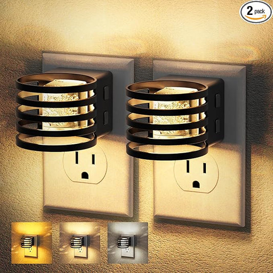 JandCase LED Night Light, [2 Pack] Bubble Night Lights Plug into Wall, Dimmable Nightlight with Dusk to Dawn Sensor, Amber/3000K/5000K & 5 Brightness Levels, for Bedroom Bathroom Hallway
