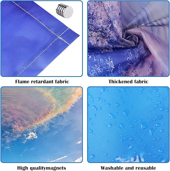 ANGSYLTH 8 Pcs Fluorescent Light Covers - 4 x 2 Feet Covers for Ceiling Lights, Magnetic Light Filters for Classroom, Office, Hospitals, Home (Blue Sky - Rainbow)