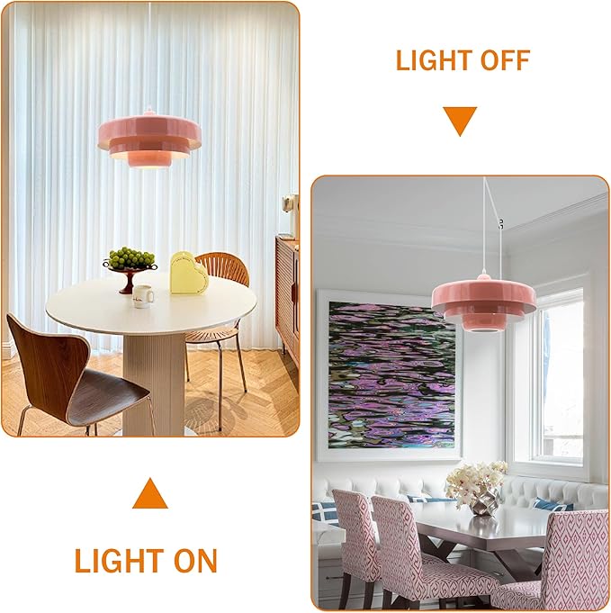 Hanging Lamp Pink Plug in Pendant Light Mid Century Modern Pendant Lamp Fixtures Nordic Hanging Light Style Pendant Lighting Metal Shade for Living Room Dining Room Bedroom Kitchen Island