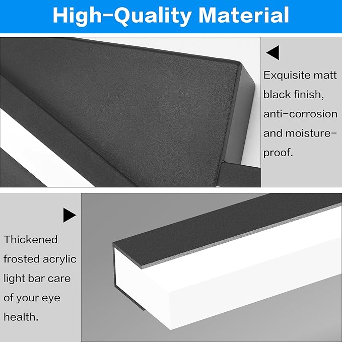 SOLFART Bathroom Lighting Fixtures Over Mirror 40 Inch Dimmable Matte Black Vanity Lights Modern Bathroom Light