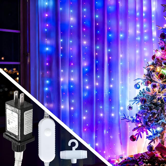 YoungPower Multicolor Led Curtain Lights, 400 LED 8 Lighting Modes Fairy Light, IP65 Waterproof for Bedroom Party Christmas Wedding Garden Home Wall Decor