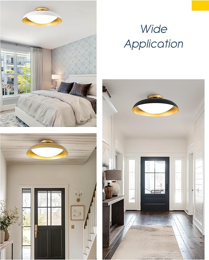 kudos Large Flush Mount Ceiling Light, 21inch LED Ceiling Light Fixture, White and Gold Finish, 44W 2500lm Modern Hanging Light Fixtures for Living Room, Bedroom, Hallway, 5CCT Adjustable, KDCL02-WT-L