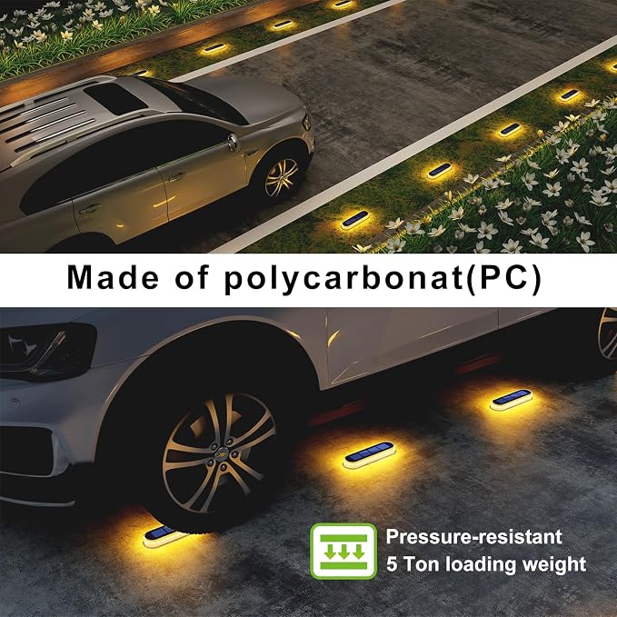 DetarZinLED Solar Step Lights Outdoor Waterproof LED, 4 Pack Warm White Flat Solar Powered Deck Lights for Outside, Stick on Light Bar for Stair, Dock, Patio, Garden, Path, Walkway, Driveway, Porch