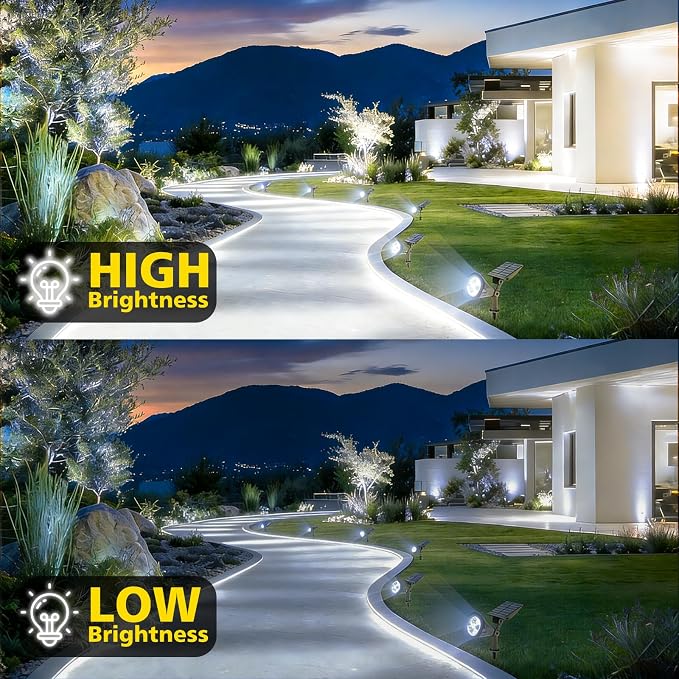T-SUN Solar Spot Lights Outdoor, 2 Pack Solar Landscape Spotlights, Adjustable 2-in-1 Spotlights for Yard & Garden, IP65 Waterproof Dusk to Dawn Solar Lights for Trees, Pathway, Driveway(White-2 Pack)