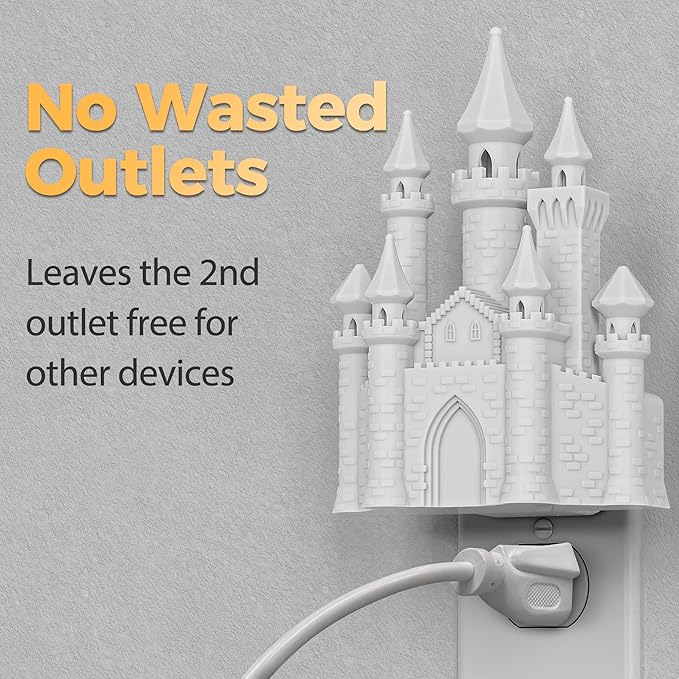 DORESshop Night Lights Plug into Wall,3D Printed Castle Night Light, 3000K Soft White NightLight, 3 Level Brightness Adjustable Dimmable Nightlights with Dusk to Dawn Sensor for Bathroom Hallway