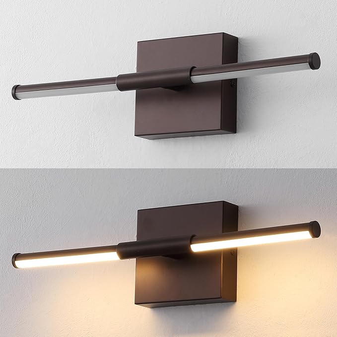 JONATHAN Y 16.25" Oil Rubbed Bronze Modern Dimmable Integrated LED Wall Sconce, Minimalist Adjustable Metal Vanity Light for Bathroom Mirror, Bedroom, Hallway, 3000K, ETL Listed (JYL7039D)