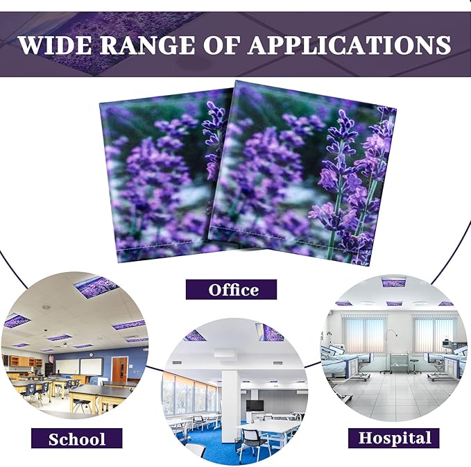 Hortsun 6 Pcs Fluorescent Light Covers - 4 x 2 Feet Magnetic Light Filters, Ceiling Lights Covers for Classroom Fluorescent Shade, Hospitals, School Office Cubicle Decor(Lavender)