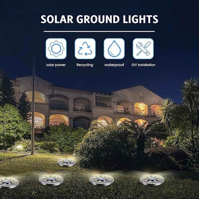OULONGER 4.6inch Solar Lights Outdoor Waterproof,12Pack Solar Lights for Outside,Solar Garden Lights Landscape Lighting for Patio Pathway Lawn Yard Deck Driveway Walkway(White Light)