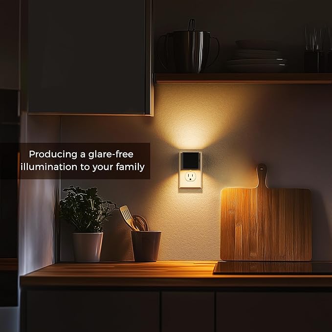 L LOHAS LED Night Light,Night Lights Plug into Wall,[2-Pack] Dusk to Dawn Sensor,Brightness Adjustable,3000K Soft White,Plug in Nightlight for Adults Bathroom Hallway Kitchen