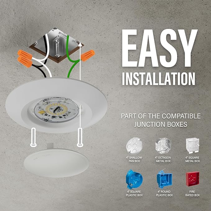 6 Inch LED Low Profile Disk Light with Dusk to Dawn Sensor, 120VAC, 15W, 5CCT Color Changing, 1000LM, Non-Dimmable, ETL, Shower Rated Screw in Photocell Ceiling Light, White/1 Pack
