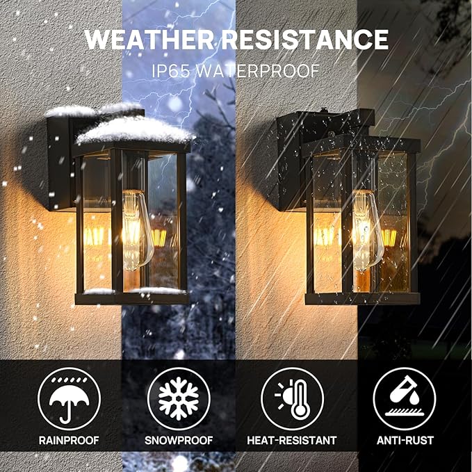 Dusk to Dawn Porch Lights with GFCI Outlets Waterproof Outdoor Wall Lights Exterior Lighting Fixtures Modern Outside Lights Wall Mount for House Patio Garage,Gold Brown,11.8''H,1PC