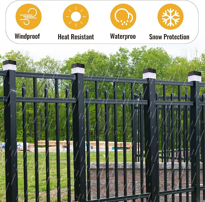 Tujoe Solar Post Cap Lights Fence Post Solar Lights 2in x 2in (5cm x 5cm)(White,8 Pack)
