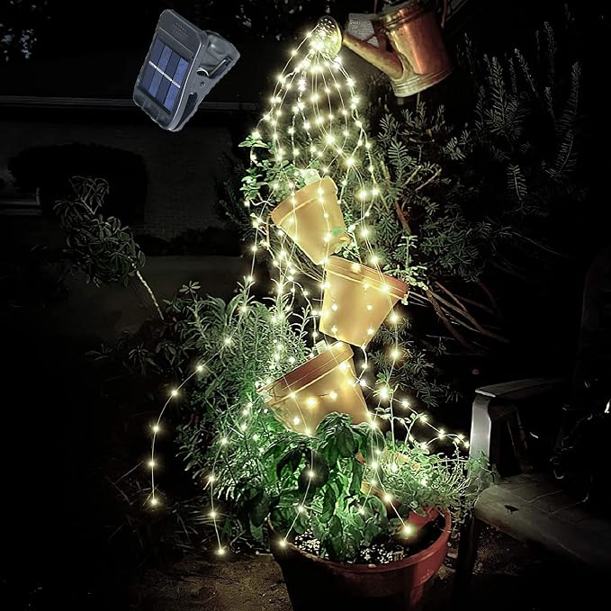 YITING 10 Strands 200 LEDs Solar Powered Twinkle Firefly Bunch Lights Waterproof (No Watering can) 8 Modes Fairy Starry String Lights Decorative Vine Solar Lights for Outdoor Garden Christmas Tree