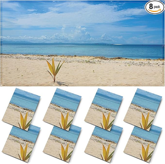 ANGSYLTH 8 Pcs Fluorescent Light Covers - 4 x 2 Feet Covers for Ceiling Lights, Magnetic Light Filters for Classroom, Office, Hospitals, Home (Summer - Beach)