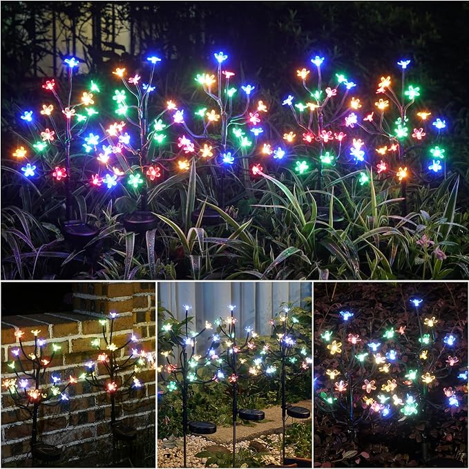 Solar Garden Lights Outdoor,Solar Lights Outdoor Decorative Waterproof for Outside 6Pack, 120Led Solar Flowers Garden Decor, Yard Pathway,Patio Fairy Decorations,Gardening Gifts for Women Mom