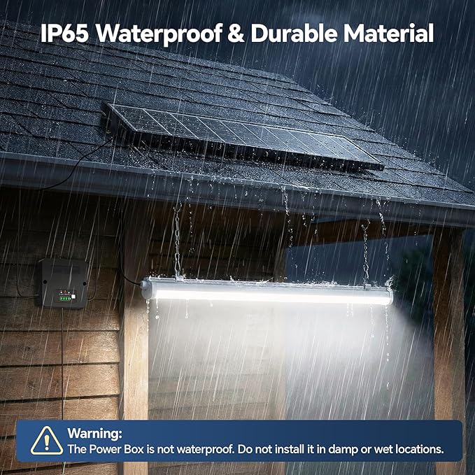 Solar Shop Light, 30 Inch Solar Shed Light – 1500LM LED Ceiling Light for Indoor Use, Dusk-to-Dawn Sensor & Remote, IP65 Waterproof Solar Shop Lights for Barn, 3 Modes, 6000mAh Battery 2Pack