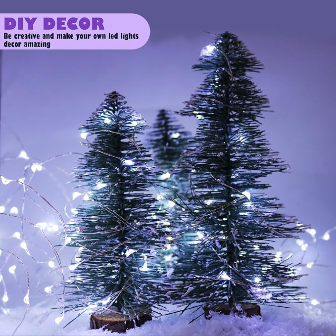 6 Pack Fairy Lights Battery Operated Mini String Lights with Timer 2PCS Remote - 6.5ft 20LED Cool White Firefly Light Waterproof Silver Wire Twinkle Light DIY Mason Jar Wedding Party Christmas Decor