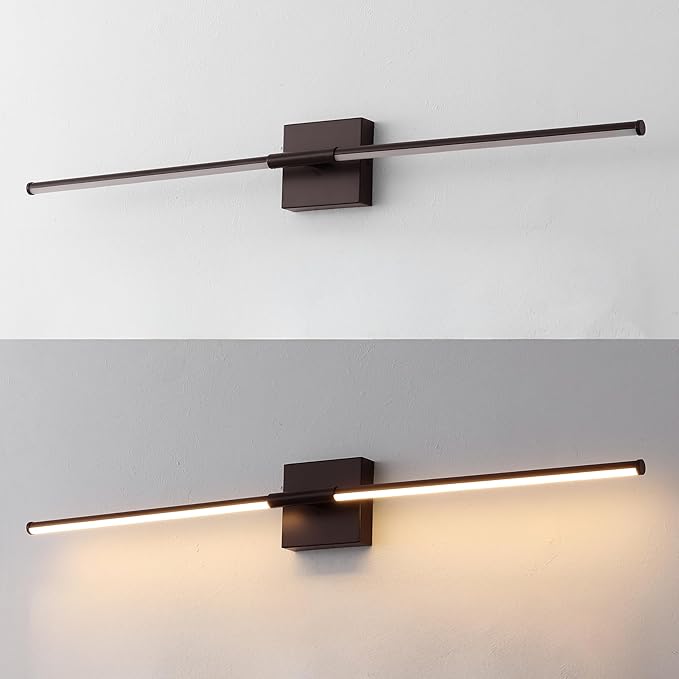 JONATHAN Y 32" Oil Rubbed Bronze Modern Dimmable Integrated LED Wall Sconce, Minimalist Adjustable Metal Vanity Light for Bathroom Mirror, Bedroom, Hallway, 3000K, ETL Listed (JYL7040D)