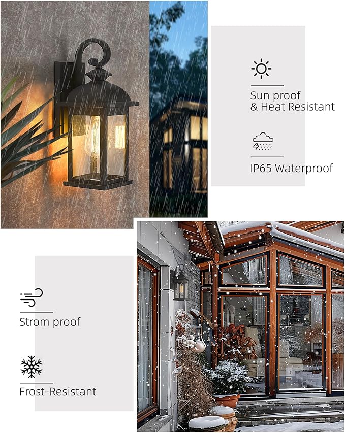 FEMILA Outdoor Wall Sconce, 21" Large Outdoor Wall Lantern Porch Lights for Entryway, Patio, Garage, Doorway, Anti-Rust Waterproof, UL Listed, 4FD54B2 BK