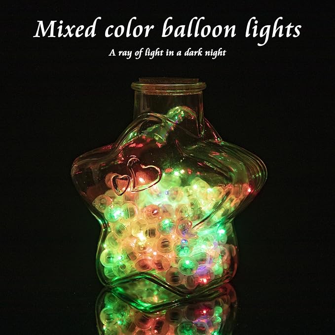 200pcs Balloon Lights Cool White & Rainbow Mini LED Lights Round Long Standby Time Ball Lamps for Easter Birthday Party Christmas Halloween Decoration