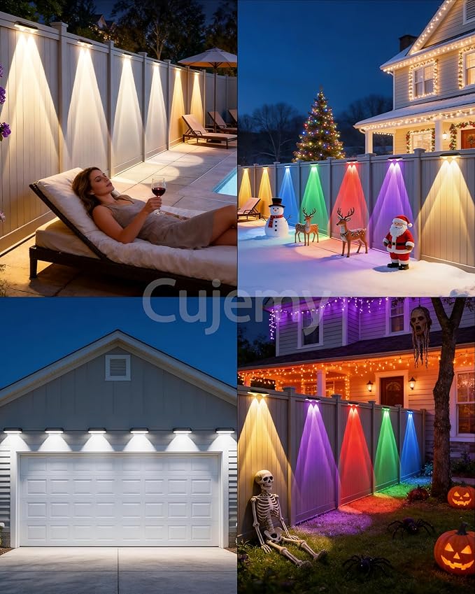 Outdoor Deck Lights 16 Pack, 100ft Smart RGB Outdoor Lights, APP, Remote Control, Waterproof LED String Light with Timer for Wall Fence Step Yard Stairs Pool Halloween Christmas Decor