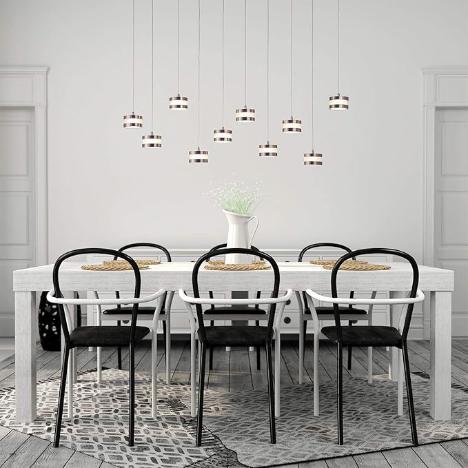 Mercury 10 Mini Pendant Lighting Nickel - LED Hanging Light Fixture for Kitchen Island, Bar, Foyer - Cluster Pendants - Dimmable, Adjustable Wire, Lamp Bulb Included