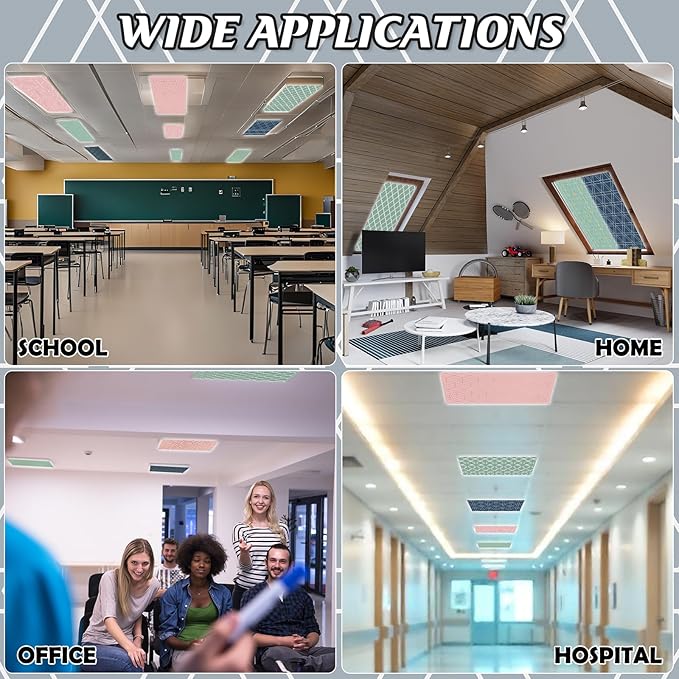 8Pcs Fluorescent Light Covers for Classroom Ceiling Lights,4 x 2 Feet Inspirational Sayings Magnetic Light Cover for Office Hospitals Home Drop Ceiling Windows Decorations (Geometric)