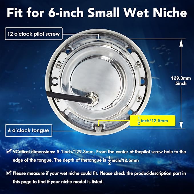 PN04DC Inground Pool/Spa Lighting System RGBW Color Change 6 Inch 50W LED, Remote/APP Control, 120V AC, 100 Feet Cord, UL Listed Transformer Included