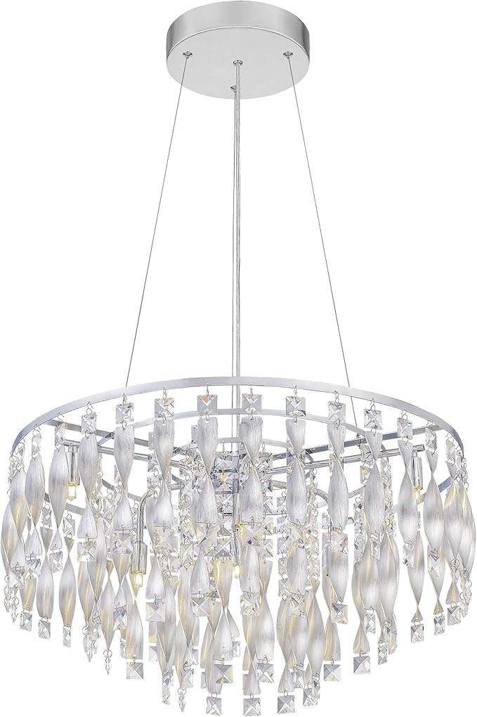 Quoizel PCTK2824C Twinkle Platinum Crystal Pendant Ceiling Light, 6-Light 240 Watts, Polished Chrome