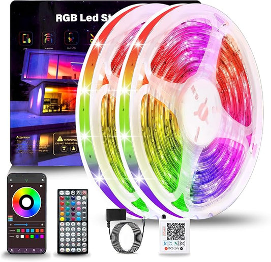 NBBUFF Led Lights for Bedroom 150ft (2 Rolls of 75FT), Color Changing RGB Led Strip Lights with 60 Keys Remote and App Control, Music Sync Led Lights for Room Kitchen Party Home Decor