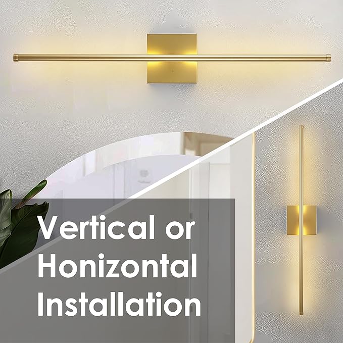 KARTOOSH Battery Operated Wall Sconces with Remote Control, Dimmable Wall Sconces Set of Two, 350°Rotate, 3000K LED Gold Wireless Wall Light for Living Room, Hallway, Bedroom, 32.2 Inch (2 Pack)