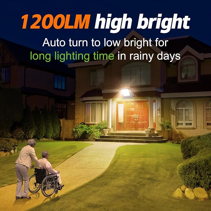Lightonight Solar Flood Lights Outdoor 1 Pack with Stake, 3000K Warm White | Waterproof Solar Lights Outdoor, Waterproof Dusk to Dawn Solar Powered Security Spot Lights for Porch Patio Yard Garage