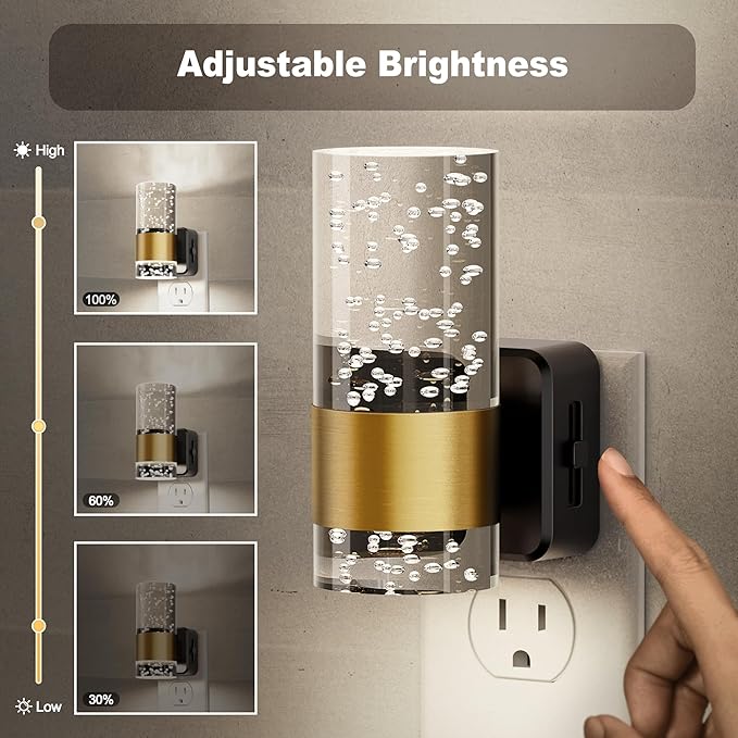 JandCase Night Light, Night Lights Plug into Wall, Dimmable LED Night Light with Adjustable Brightness, Automatic Night Lights Plug in with Auto Light Sensor, 5000K for Bathroom Hallway Decor-1 Pack