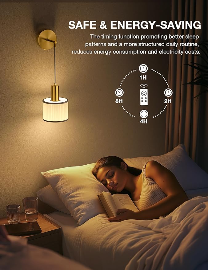 NIORSUN Battery Operated Wall Sconce Set of 2, Black Gold & Off-White Wireless Rechargeable Wall Lights with 5200mAh Dimmable Detachable Bulbs and Remote, 9 Colors Sconces Wall Decor for Living Room