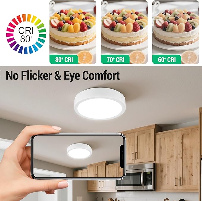 11" Modern LED Ceiling Light, White Flush Mount Ceiling with 5CCT 2700K-5000K, Dimmable LED Light Fixtures Ceiling Mount for Kitchen Bathroom Bedroom Hallway, 2 Packs
