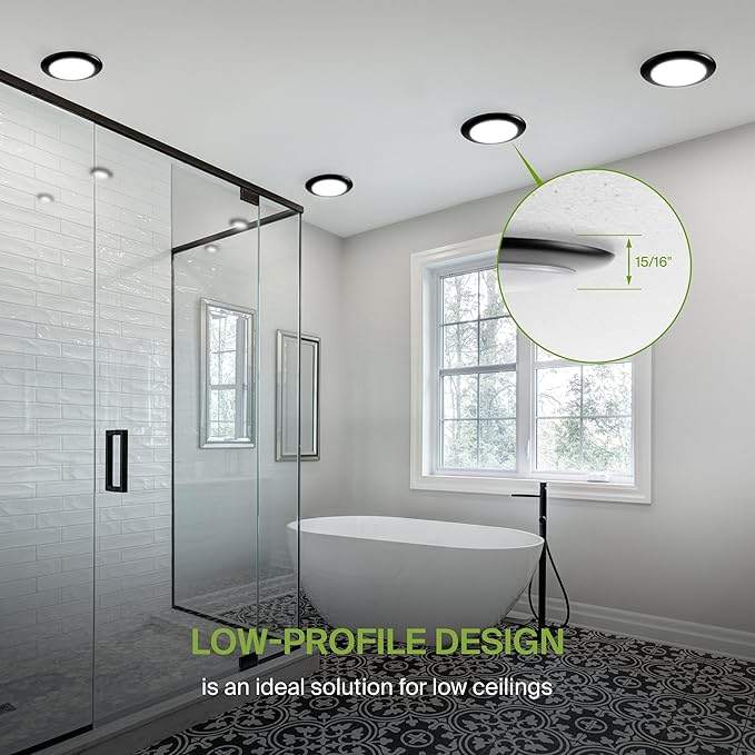 ASD 1 Pack LED Disk Lights 6 Inch, 15W 5CCT 2700K-5000K 1245LM CRI90+, Dimmable Flush Mount Ceiling Light Fixture, Low Profile Surface Mount Disc Lights, Junction Box or Recessed Can Install, UL