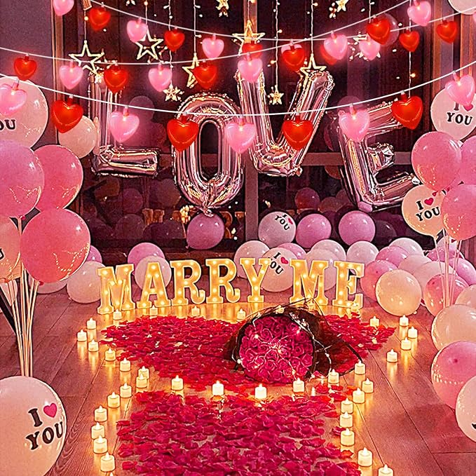 8.5Ft Red & Pink Heart String Lights, Valentine's Day Decorations Light with 10 LED Red Pink Glitter Heart Lights, Connectable Romantic Fairy Light for Wedding Valentine Anniversary Party Decor