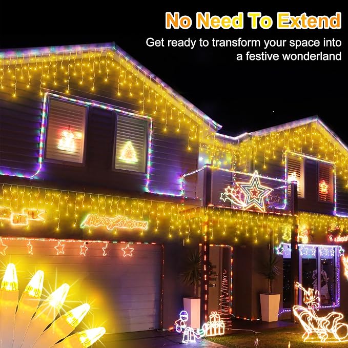 1620LED 164ft Christmas Lights, 360Drops 12 Modes Warm White Christmas String Lights Outdoor Dimmable, Waterproof Christmas Decoration Fairy Lights with Timer for Indoor Eaves Party Patio Window Fence