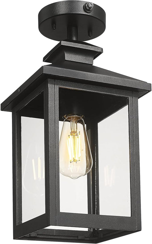 FEMILA Semi Flush Mount Ceiling Light, Dusk to Dawn 16" Matte Black Semi Flush Mount Ceiling Light, E26 Base, for Entryway, Garage, Patio, Farmhouse, ETL Listed, 4FYX88F-L SE BK