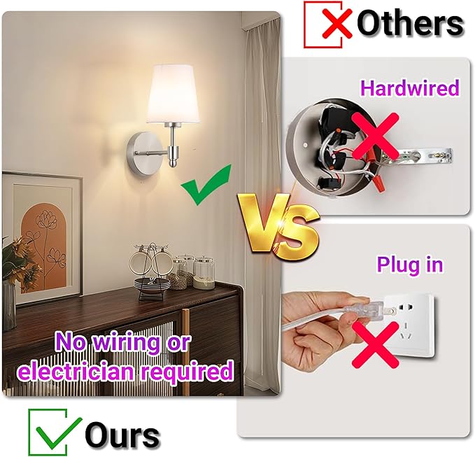 YHCDLAMP Battery Operated Wall Sconces Set of Two, Rechargeable Wireless Wall Lights with 10000mAh RGB Dimmable Detachable Bulb, Battery Sconces Wall Decor with Remote for Bedroom Living Room Hallway