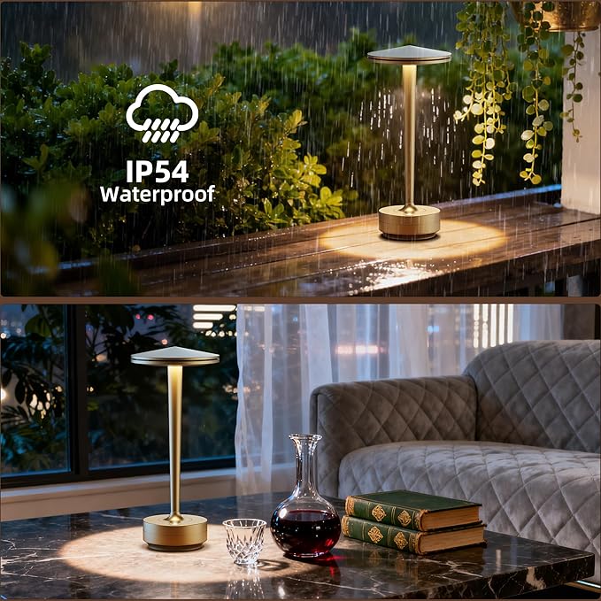 2pack Rechargeable Cordless Table Lamp, LED Portable Powered LED Battery Light 6000mAh USB Desk Lamp, for Restaurants Outdoor (2pack Titanium)