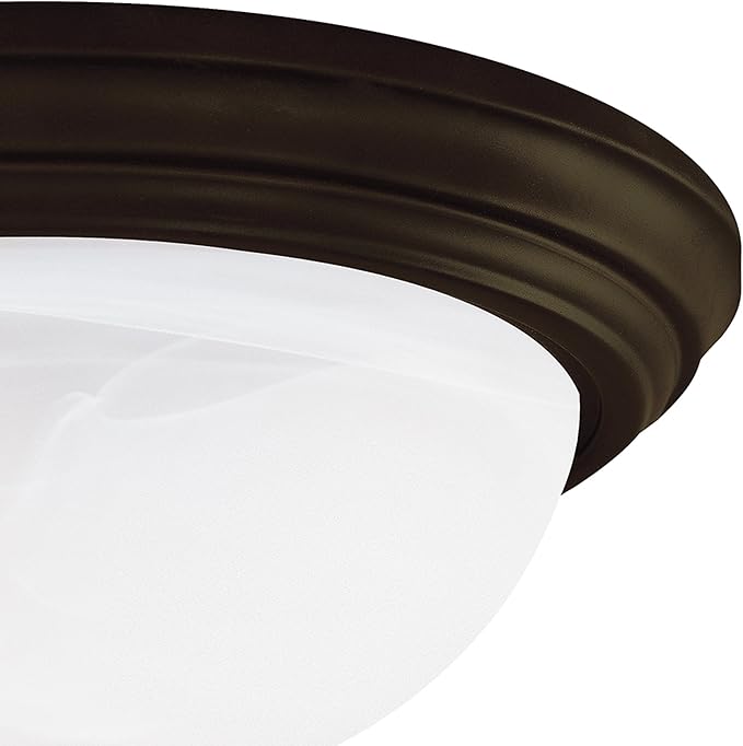 Westinghouse 64292 15-Inch Three-Light Flush Mount Fixture, Oil Rubbed Bronze with Frosted White Alabaster Globe
