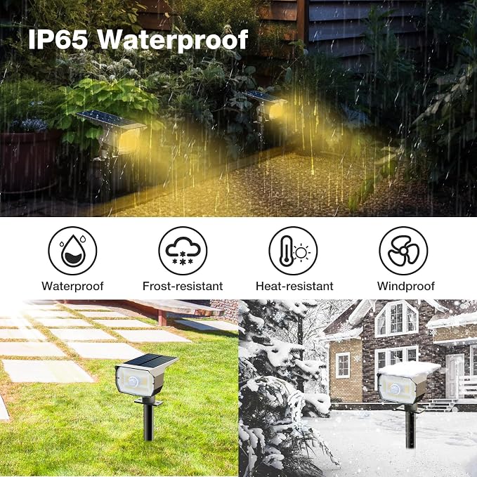 nipify 6 Pack Solar Lights Outdoor Waterproof, Motion Sensor Spot Lights 3 Modes Solar Powered Spotlights 2-in-1 Auto On/Off Landscape Lighting for Outside Yard Wall Garden, Warm White