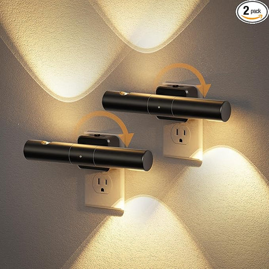 JandCase LED Night Light, Modern Night Lights Plug into Wall, 2 Pack 3000K/4000K/5000K Adjustable Color Nightlights with Dusk-to-Dawn Sensor, Dimmable Night Lights for Bathroom, Hallway, Stairway