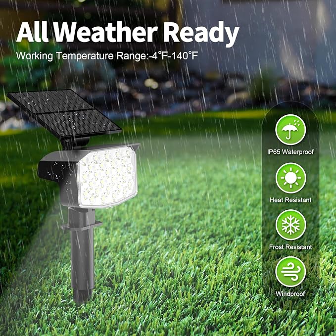 8 Pack Solar Spot Lights Outdoor, Waterproof IP65 Adjustable, 3 Lighting Modes Solar Powered Landscape Spotlights for Yard Garden Pathway(Cool White)