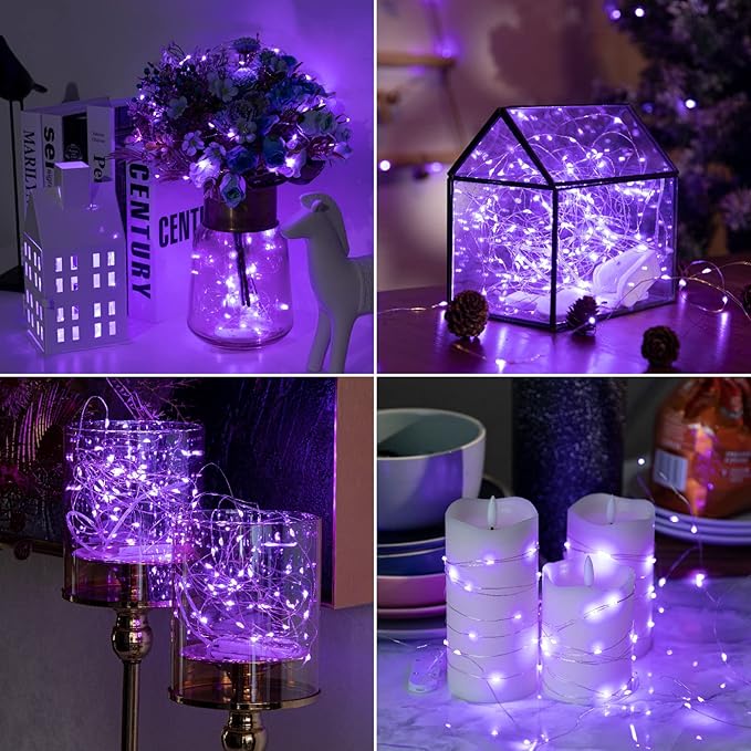 HXWEIYE 12 Pack Fairy Lights Battery Operated, 7ft 20LED Mini Twinkle String Light for Mason Jar DIY Wedding Table Centerpieces Party Bedroom Christmas (Purple)