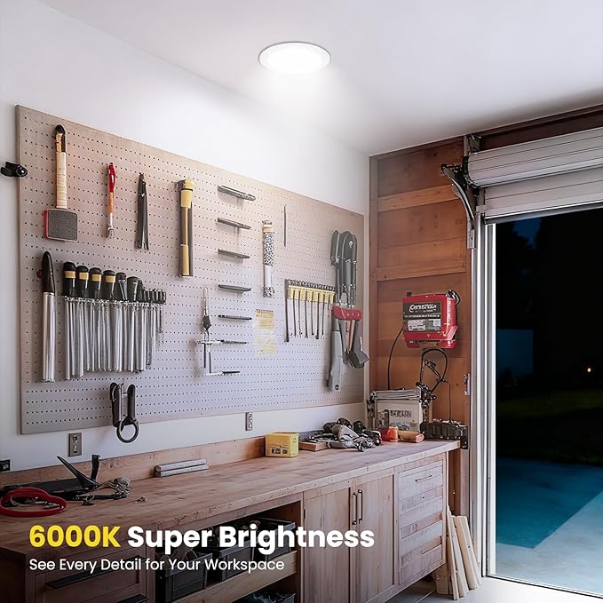 Recessed Lighting 6 Inch 1Pack, 6000K Anti-Glare LED Can Lights, 12W 1080LM High Brightness Dimmable Recessed Lights, Easy-to-Install Wafer Light with Junction Box, ETL & FCC & IC