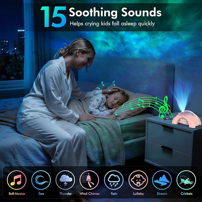 Rossetta Dual Lens Galaxy Projector, Star Projector for Bedroom with White Noise & Bluetooth Speaker, Remote, Timer, Aurora & Nebula Night Light Projector for Room Decor, Gifts for Kids Adults Teens