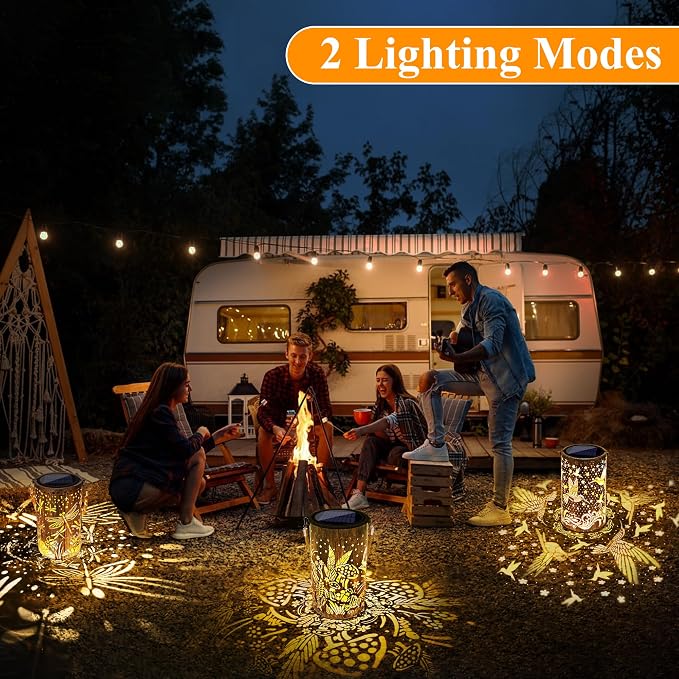 Toodour Solar Lantern Outdoor, Garden Gifts for Women Mom Grandma Hanging Solar Outdoor Lights Waterproof, Hollow Out Retro Metal Mushroom & Cricket Lights for Patio, Balcony, Walkway, Yard Decor